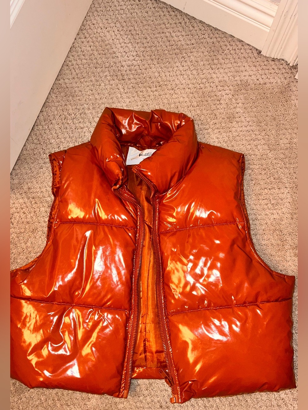 Shiny Orange Puffer Vest